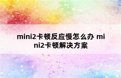 mini2卡顿反应慢怎么办 mini2卡顿解决方案